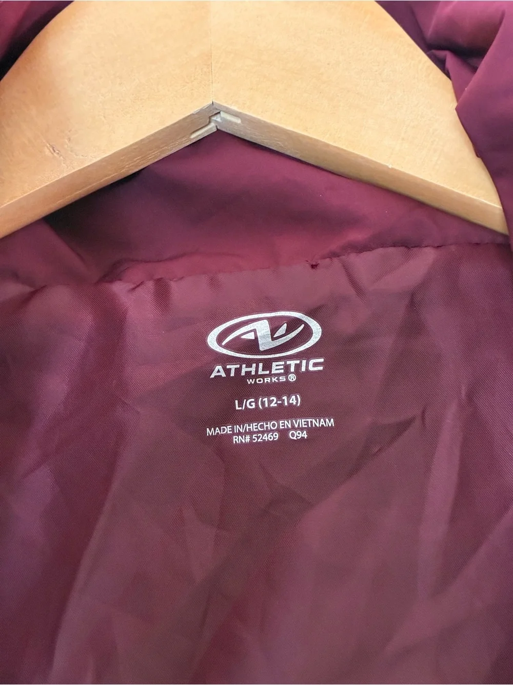 Athletic Works | Burgundy lightweight hooded zip front windbreaker jacket large